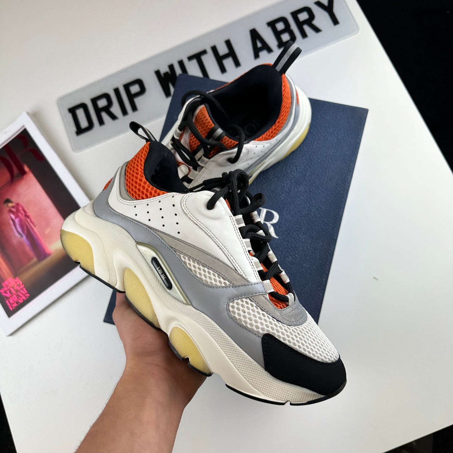 Dior b22 Orange/White