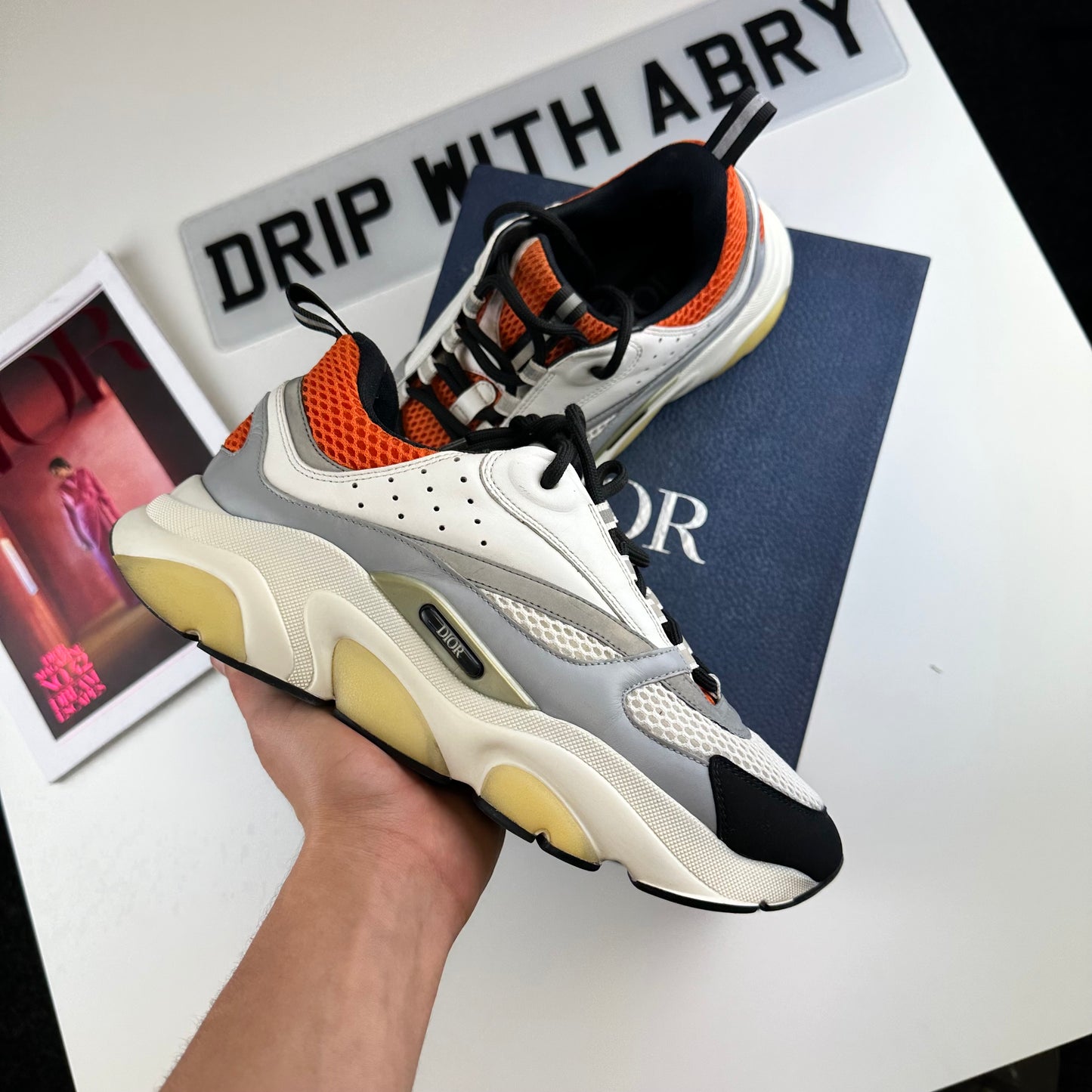 Dior b22 Orange/White